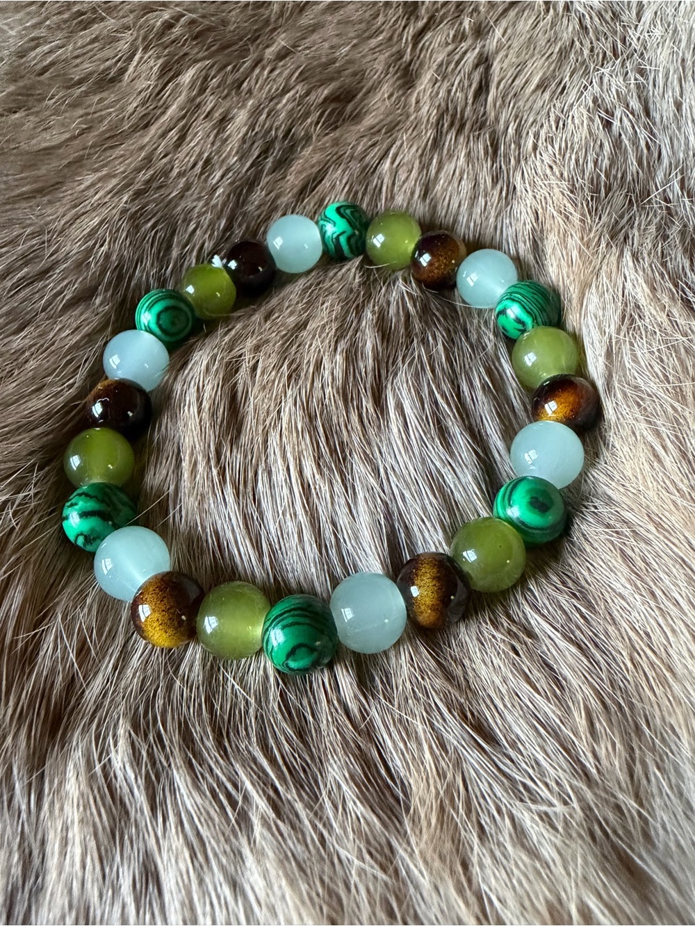 Green Multi-Bead Stretch Bracelet